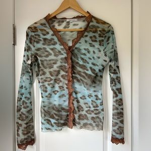 Vintage Y2K Sheer Printed Blouse